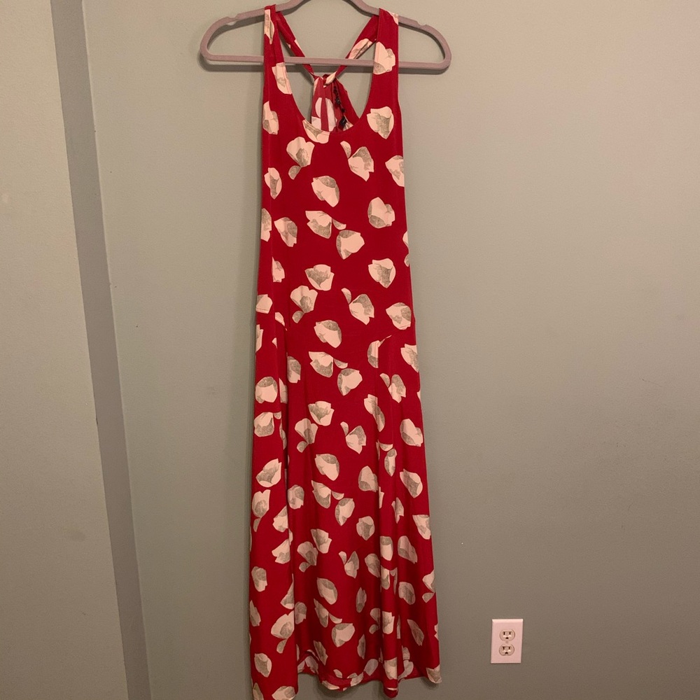 Theory Dark red with white flower dress